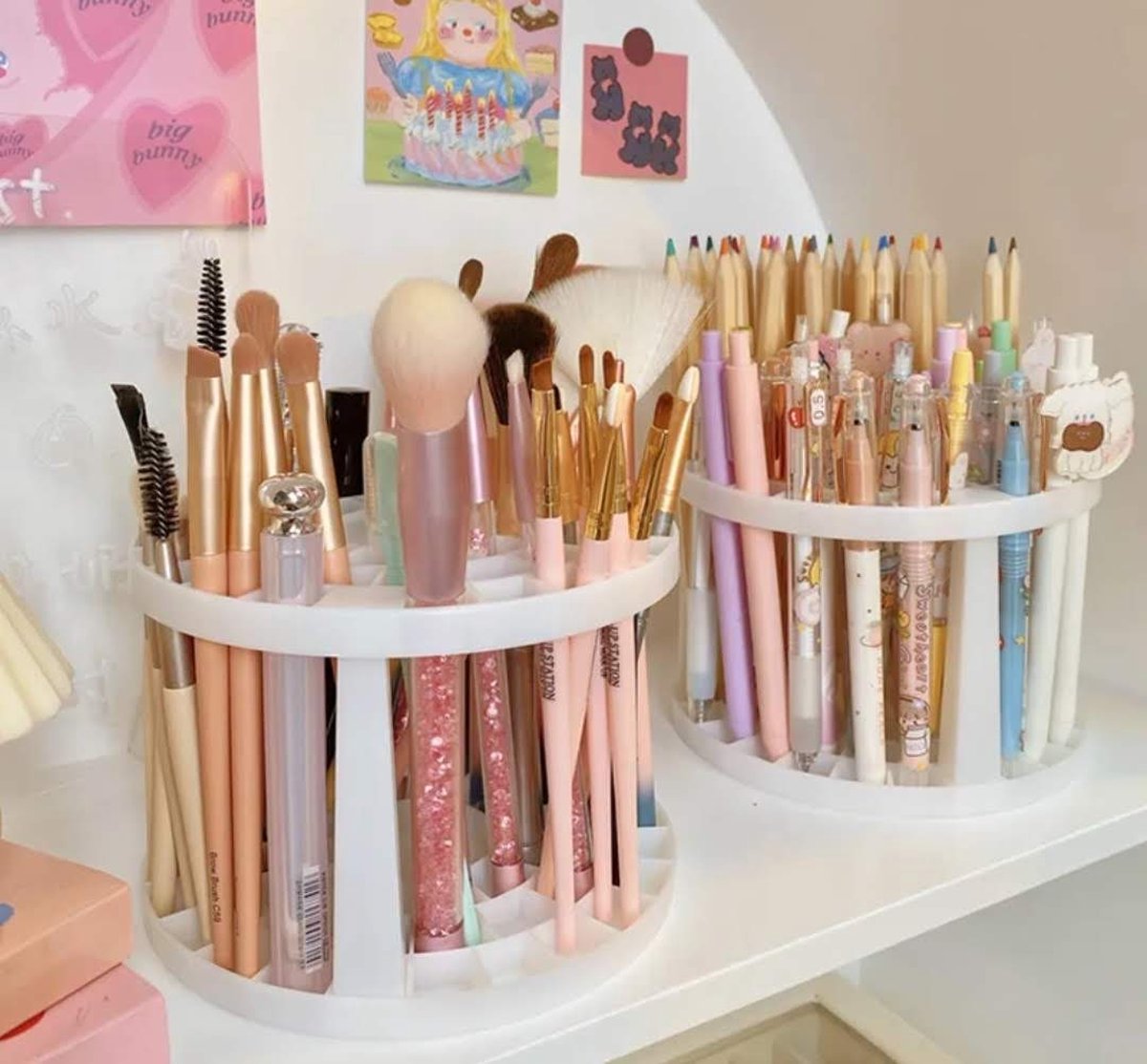 Goedkoopste Ronde 49-gaats kwasten houder en organizer - Rek voor penselen, make-up cosmetische penselen, potloden, pennen, markers, kunstgereedschap, bureaustandaard - Stu