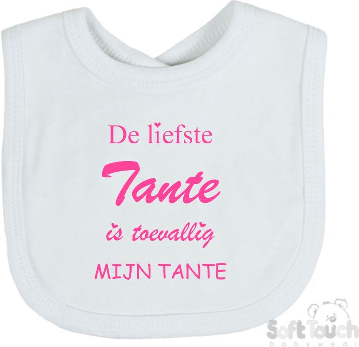 Goedkoopste Soft Touch Slabber De liefste tante is toevallig mijn tante Unisex Katoen Wit/roze Maat 33x22 Cm
