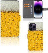 Telefoonhoesje Geschikt voor iPhone 15 Pro Max Flip Cover Valentijn Cadeautje hem Bier