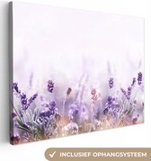 Canvas Schilderij Lavendel - Bloemen - Paars - Natuur - 120x90 cm - Wanddecoratie