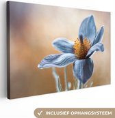 Canvas schilderij - Foto op doek - Bloemen - Blauw - Botanisch - Natuur - Wanddecoratie - 90x60 cm - Canvas doek