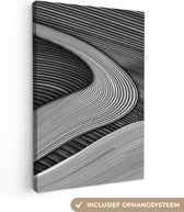 Canvas schilderij - Strepen - Design - Zwart - Wit - Foto op canvas - Canvas doek - 20x30 cm - Canvas zwart wit