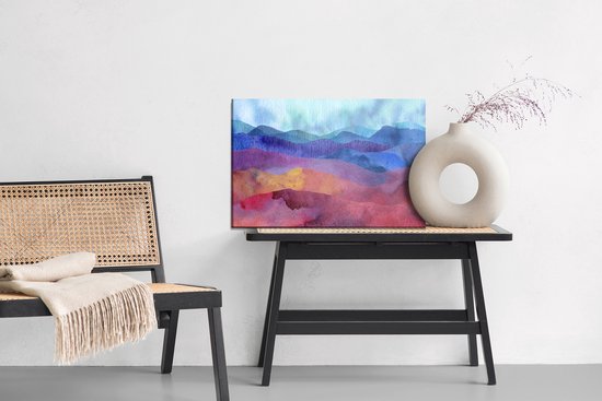Painting King - Peinture sur toile Chaînes de montagnes abstraites colorées - 90 x 60 cm