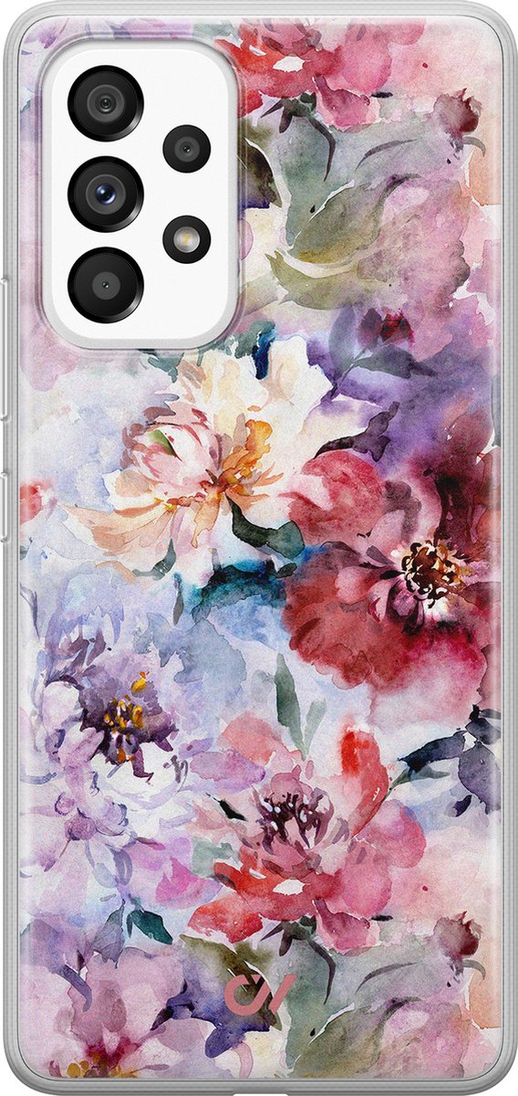 Samsung A33 hoesje - Bloemen Acryl - Bloemen - Roze - Soft Case Telefoonhoesje - TPU Back Cover - Casevibes