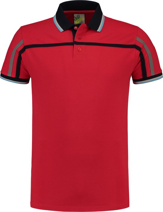 Lemon & Soda polo met tipping en korte mouwen voor heren in de kleur rood in de maat XL.