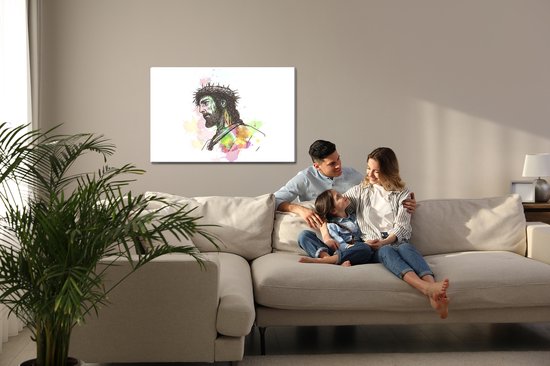Painting King - Peinture sur toile Jésus peinte à l'aquarelle - 120 x 80 cm