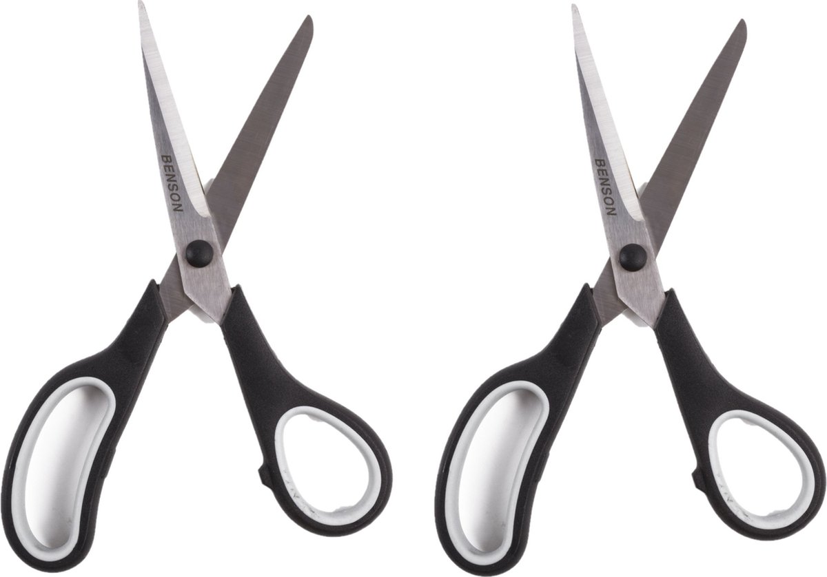 Benson huishoud/keukenschaar - 2x - zwart/grijs - rvs/kunststof - 20 cm