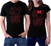 PicOnTshirt - Teetalks Series - T-Shirt Dames - T-Shirt Heren - T-Shirt Met Print - Couple T-Shirt Met Love Print - 2 Pack - Zwart - Heren XXL/Dames XXL