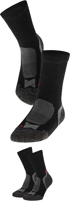 Xtreme - Hiking Sokken - Merino Wol - Multi zwart - 42/45 - 2-Paar - Wandelsokken