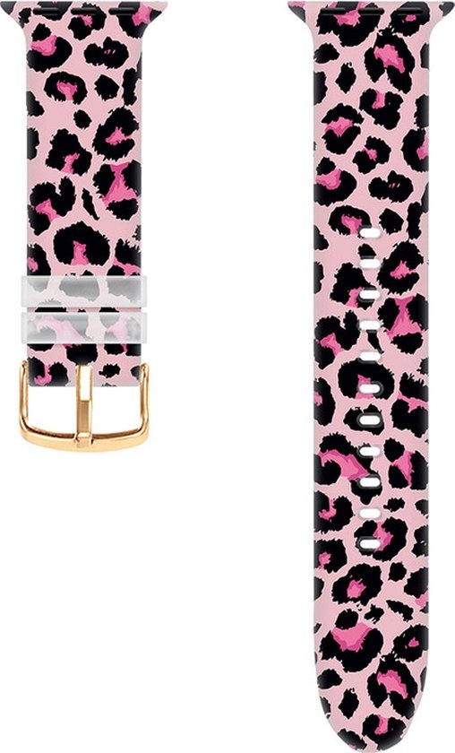 Foto: Siliconen bandje geschikt voor apple watch series 1 2 3 4 5 6 7 8 9 se se 2 met case size 38 mm 40 mm 41 mm en watch 10 42 mm pink panter