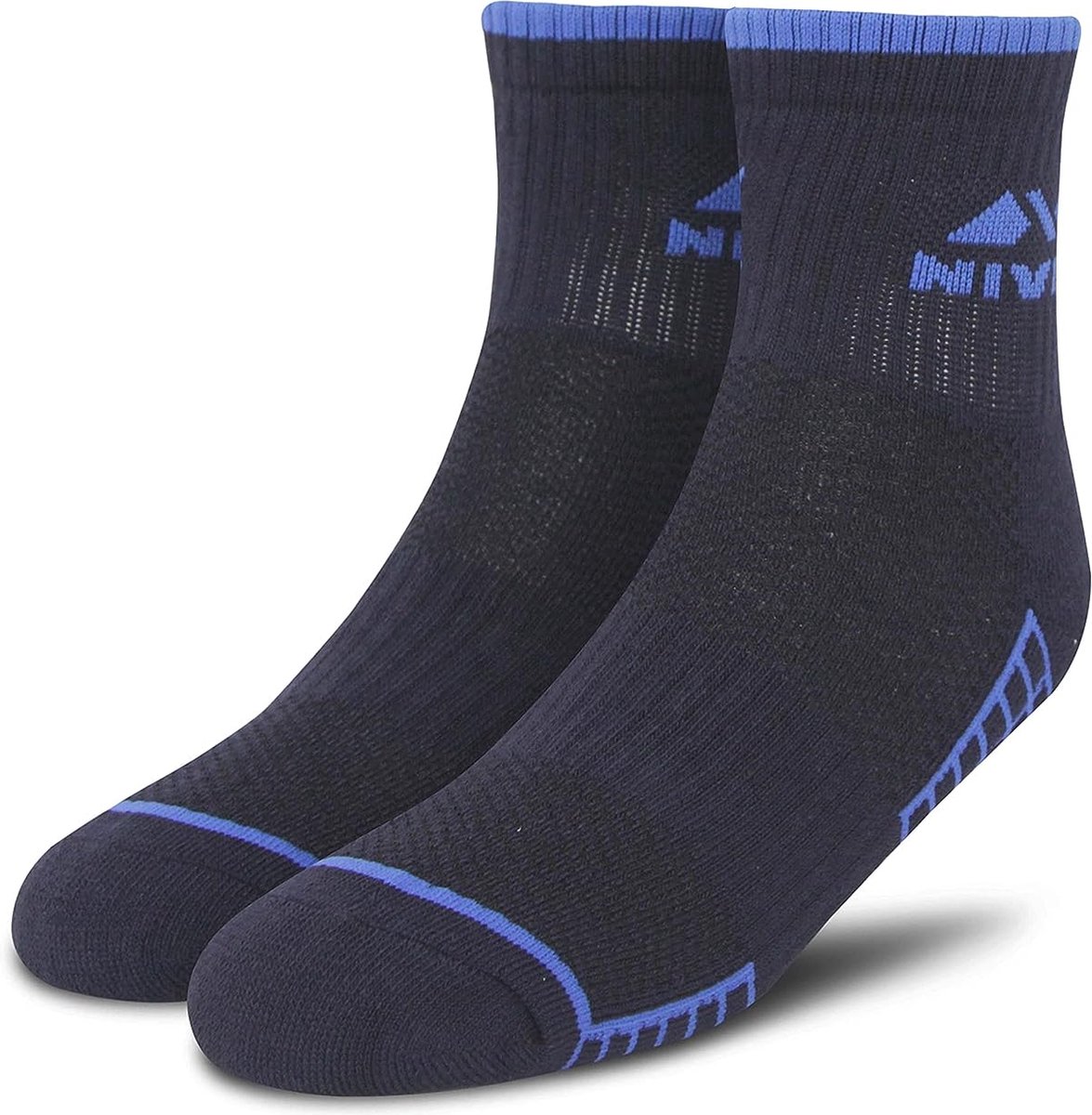 Nivia Club Sport Sokken (Navy Blue) | Material: Polyester | Ankle Length | Stretchable | Breathable | Comfortable | Soccer Socks | Sports Socks