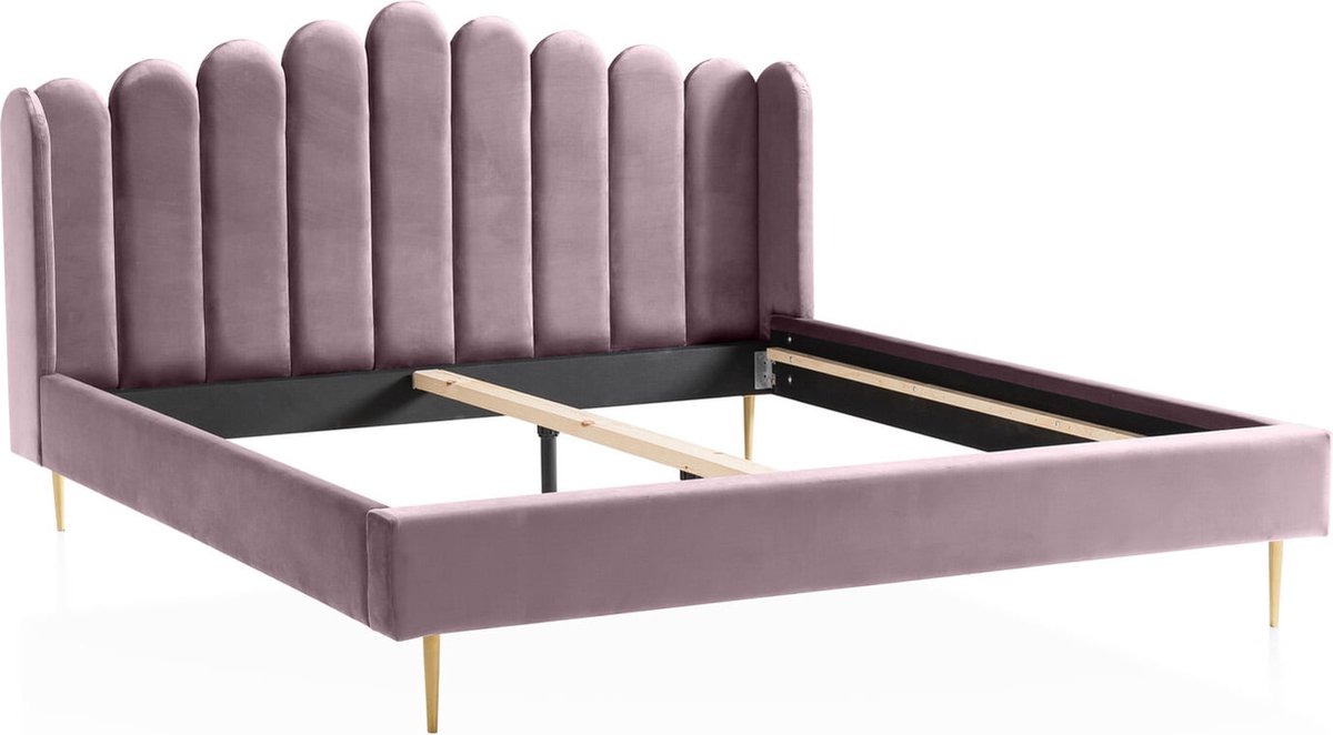 Bed Kendall Roze - Fluweel - 140x200cm - Hoogte 115 cm