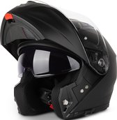 VINZ Valetta Systeemhelm met Zonnevizier | Helm voor Motor Scooter Brommer | Motorhelm Opklapbaar | Pinlock voorbereid vizier - Mat Zwart