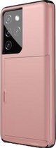 Hoesje geschikt voor Samsung Galaxy S22 Ultra - Backcover - Hardcase - Pasjeshouder - Portemonnee - Shockproof - TPU - Rose Goud