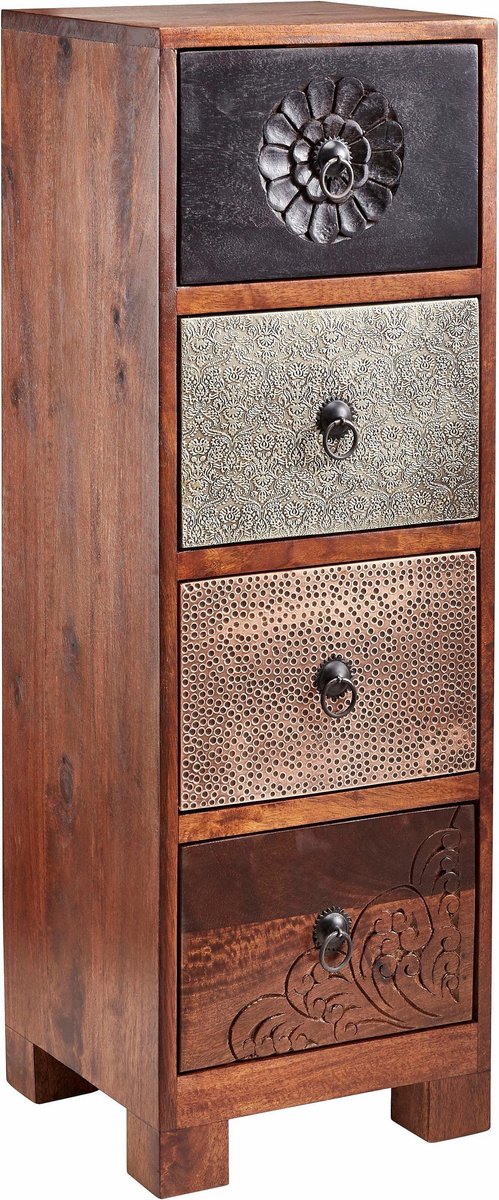 Mahar - Ladekast 4 laden bruin Multi (90 x 30 x 30 cm)