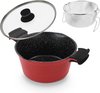 Braadpan, friteuse 2 in 1, braadpan 24cm met frituurmand, pan met antiaanbaklaag, geschikt voor alle soorten fornuizen