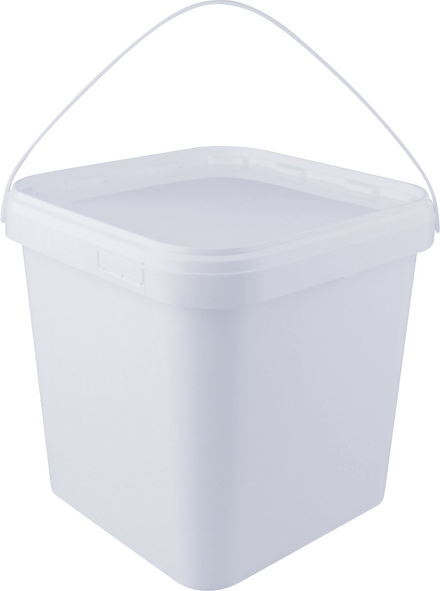 Goedkoopste Emmer met deksel - 5,4 liter - vierkant - wit