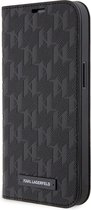 iPhone 14 Bookcase hoesje - Karl Lagerfeld - Effen Zwart - Kunstleer