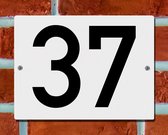 Huisnummerbord Wit - Nummer 37 - 15 x 12 cm - incl. bevestiging | - naambord - nummerbord - voordeur