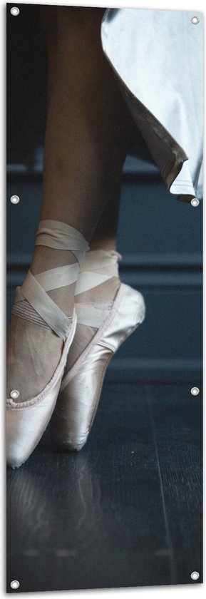 Tuinposter – Ballerina aan het Dansen op Spitzen - 50x150 cm Foto op Tuinposter (wanddecoratie voor buiten en binnen)