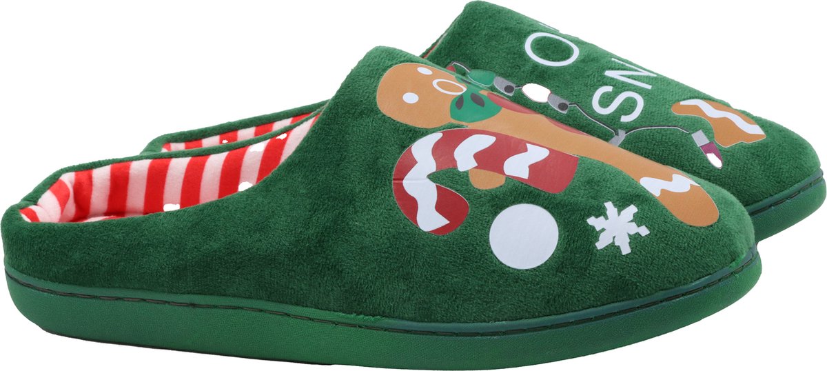 Kerst Special! Frenzy- Heren Pantoffel - Christmas Gingerbread Men - Groen - 44