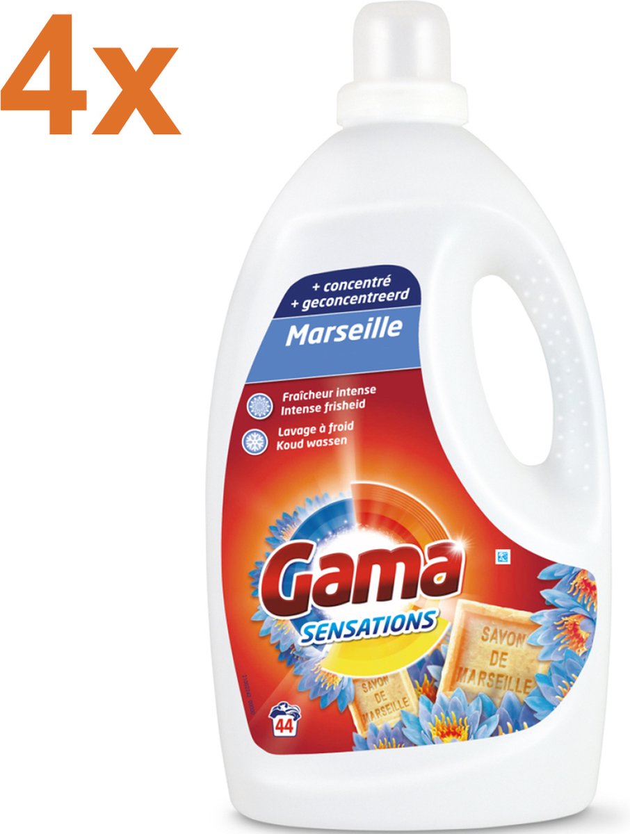 Goedkoopste Gama - 3 in 1 - Le Choix Malin - Marseilla - Vloeibaar Wasmiddel - 4x 2,2L - 176 Wasbeurten - Voordeelverpakking