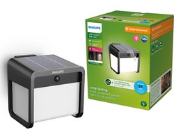 Philips LED Philips Ezra wandlamp - UltraEfficient LED - Solar buitenlamp - Helder warm licht; 3000K - Zwart - Bewegingssensor - Zonne-energie - Schemersensor