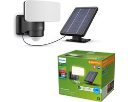Philips Tylus beveiligingslamp - UltraEfficient LED - Solar buitenlamp - Koel wit licht; 5000K - Zwart - Bewegingssensor - Schemersensor - Zonne-energie