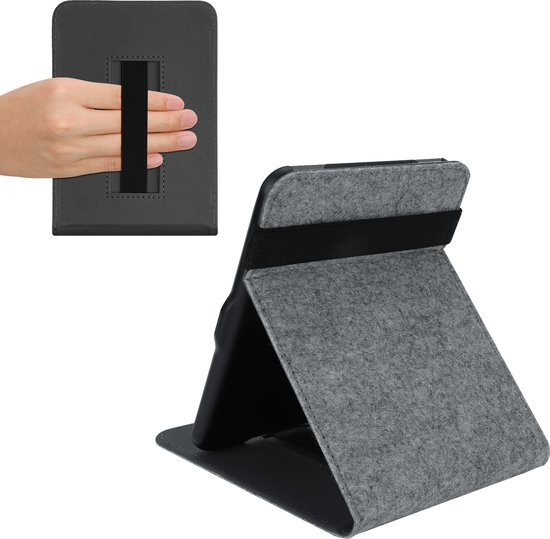 Housse kwmobile pour Tolino Vision 1 / 2 / 3 / 4 HD - Housse en gris clair avec poignée - Design Feutre