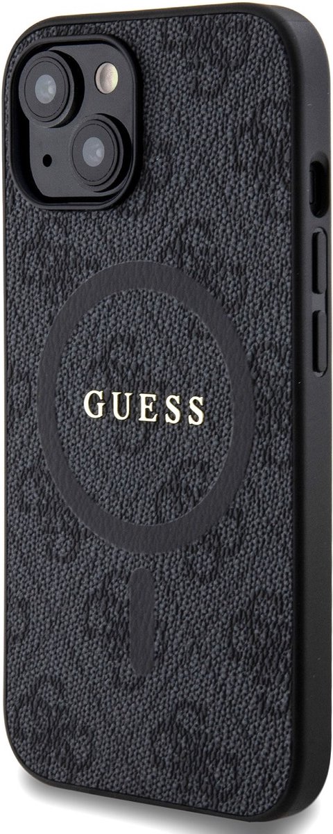 Guess 4G Colored Ring Back Case (MagSafe Compatible) - Apple iPhone 15 (6.1") - Zwart