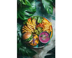 Vegan Poster | Bord Poster | Eten Poster | Gezond Poster | Voeding Poster | Vegetarisch Poster | Kook Poster | 60x90cm | Wanddecoratie | Muurposter | 4399KMD | Geschikt om in te lijsten