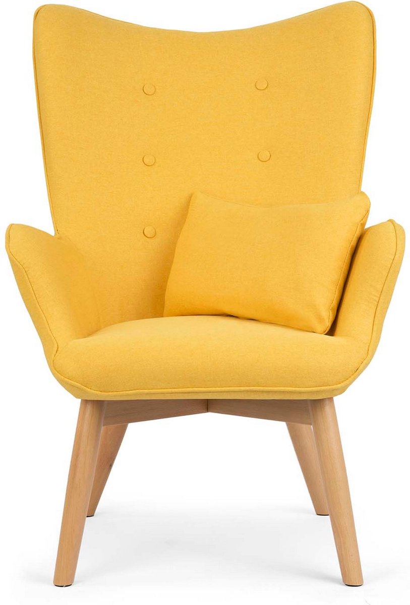 Norse Fauteuil "Oorfauteuil" met Voetenbank – Geel / Mosterd