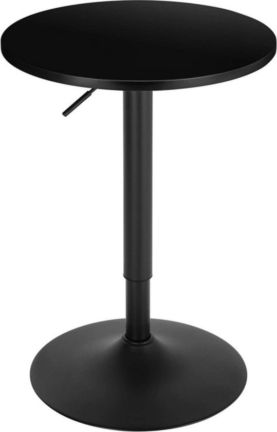 Table de Bar Ronde - Zwart - Pour l'intérieur - Cuisine - Bois - Métal - Réglable en hauteur - 52x52x 70-92cm