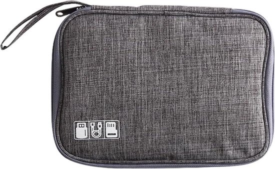 Nutabevr Organizer voor reisaccessoires, externe waterdichte elektronica-tas, organizer, draagbare elektronische kabeltas, voor mobiele telefoon, universele USB-powerbank, kabel, SD-kaart, zwart