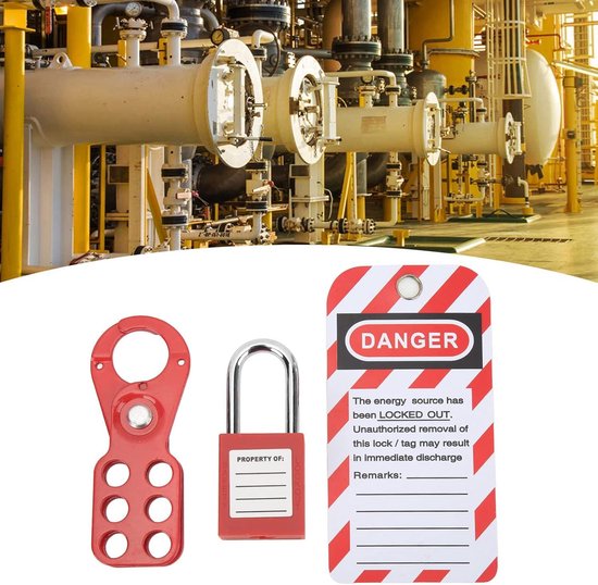 Kogelkraan Lockout Veiligheidsslot Set – Past DN8 Tot DN50 – Verstelbaar 1.3-3.2 Cm – Voor Industrie, Chemie & Energie