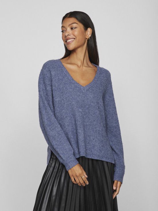 Heymiss Dames sweatshirts V-hals lange mouwen losse casual herfst mode truien S-2XL, 01-zwart, S
