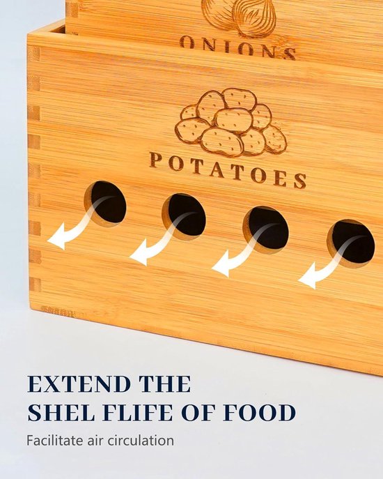 Aardappelopbergdoos, 3 stuks uien en knoflook opbergdoos van bamboe voor verse groenten en praktische keukenopslag, 3 ventilatiegaten en duurzame groenteopbergdoos Aardappelopbergdoos, 3 stuks uien en knoflook opbergdoos van bamboe voor verse groenten en praktische keukenopslag, 3 ventilatiegaten en duurzame groenteopbergdoos