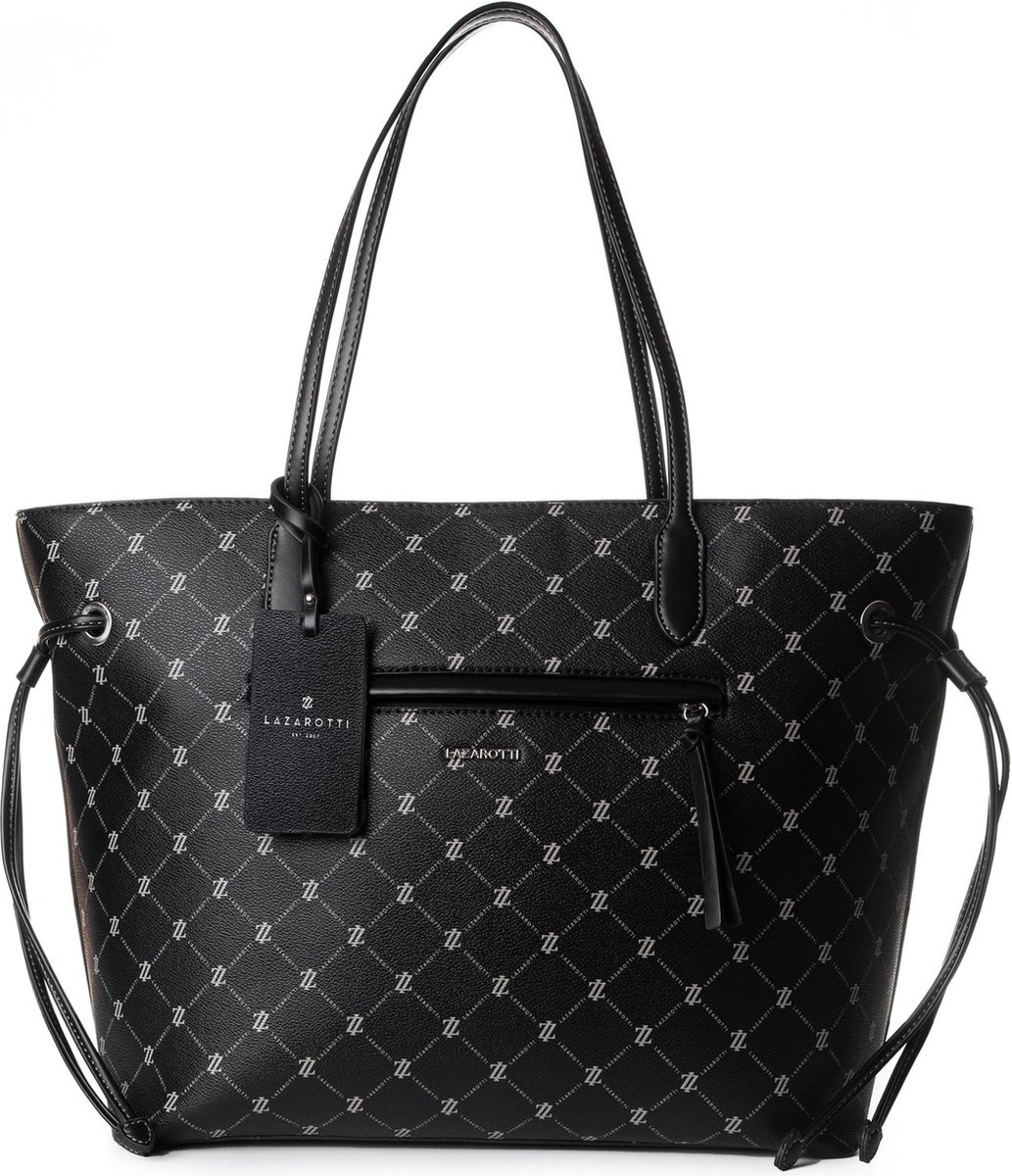 Lazarotti Schoudertas Palermo Shopper Black Zwart