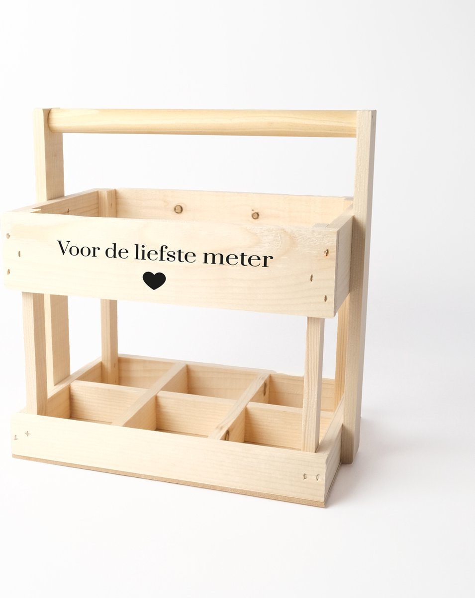 Bierkrat - Houten krat - Bierkrat hout - Bier cadeau - Houten bierkrat - Voor de liefste meter - kado - cadeau meter