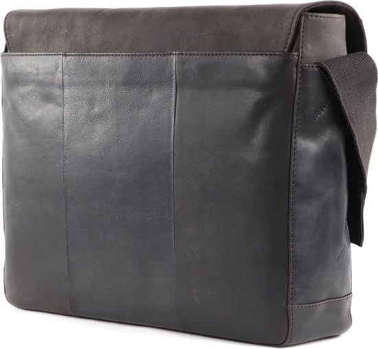 strellson Cuir Sac à épaule bandoulière Sac d'ordinateur portable pour ordinateur portable Brick Lane Messenger Dark Brown Brun