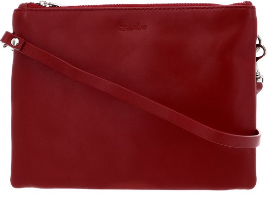 Esquire Pochette Sac à épaule bandoulière Silk Small Double Zip Crossbody Bag Red Rouge