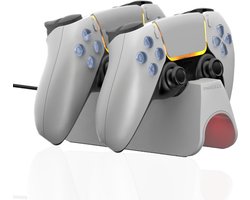 Oplaadstation geschikt voor Playstation PS5 DualSense Controller Oplader - Dual Charge - Draadloos - Voor Slim, Disc, Pro, Digital Edition - Wit