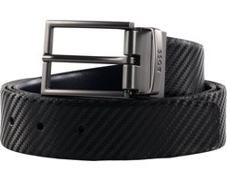 BOSS Leren Riem Otano-CF Sr35 sp Leather Belt W85 Black / Navy Zwart Donkerblauw