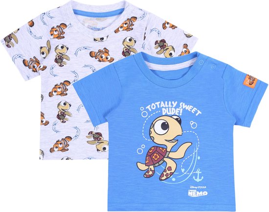2x T-shirt Blauw/gris, T-shirt Nemo DISNEY