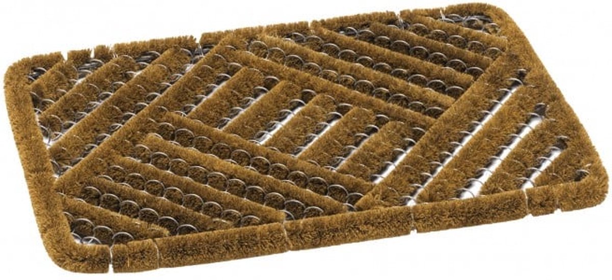 Borstelmat heavy duty - 40x60 cm - naturel - staal/kokosvezel