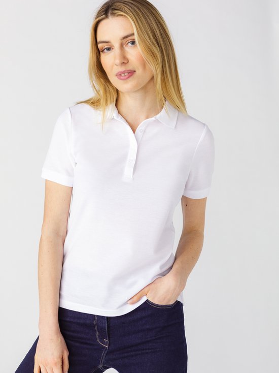 Damart - Polo tricoté piqué - Femme - Wit - S