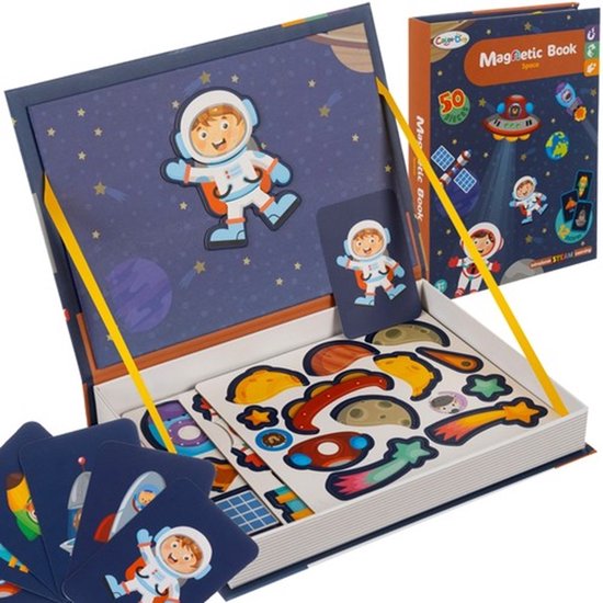 Bobbel Home – Magnetische Puzzelboek - Magneetboek - 50 magneten - Astronaut en ruimte editie – Kinderboek - Kinderpuzzel - Puzzelboekje - Kinderspeelgoed