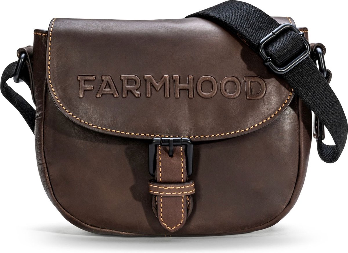 Farmhood Leren Schoudertas Nashville Crossbody Bag Dark Brown 2 Donkerbruin