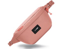 Pacsafe GO Sling Pack - 2.5 L - Schoudertas - RFID-blokkerend - Anti-diefstal Tas - Waterafstotend - Beveiligde Reistas - Festival Tas - Dubbele Beveiligingsgesp met Snelsluiting - Veelzijdige Opbergtas - Gerecycled Polyester - Roze