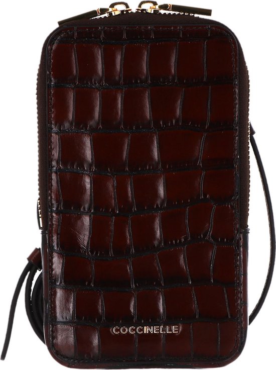 COCCINELLE Leren Telefoontasje Flor Croco Hi-Tech Phone Bag Vintage Bruine